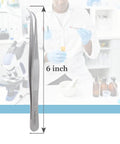 High Precision 6 Inch Tweezers With Curved Point Forceps Stainless Steel For Delicate Handling And Precision Work Anti Glare Finish Durable Nonstick Tips Easy Squeeze Medical Grade Tools, 6-inch curved-tip stainless steel forceps