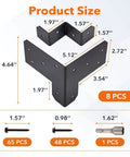 8 Piece 3 Way Corner Workbench Brackets Kit With Screws For Wood Heavy Duty DIY Workbench Legs Fits 4x4 And 2x4 Lumber dimensions