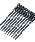 Grab These 10Pcs S2 Alloy Steel Screwdriver Bits With 100Mm Length And T10 Security Star Hex Shank Design For Heavy Torque Drills Rust Proof Power Tools, 10-piece set