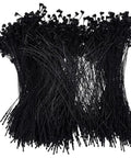 2000 Pack 5 Inch Black Plastic Hang Tag Loops Featuring Straight Up Secure Snap Lock Fasteners stacked together.