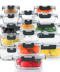 30 Piece Glass Food Storage Containers Set With Snap Lock Lids Airtight Meal Prep Containers For Microwave Oven Freezer And Dishwasher