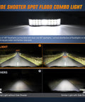 Side Shooter LED Light Bar Pair 6.5 Inch 60W Flood and Spot Beam Combo Pods illuminating wide road view at night