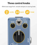 Overdrive Guitar Pedal With Warm And Hot Modes Blues Drive Vintage Style Tone For Pedal Boards True Bypass Circuit Delivers Classic Tube Overdrive From Gentle Breakup To Screaming Leads with three control knobs image