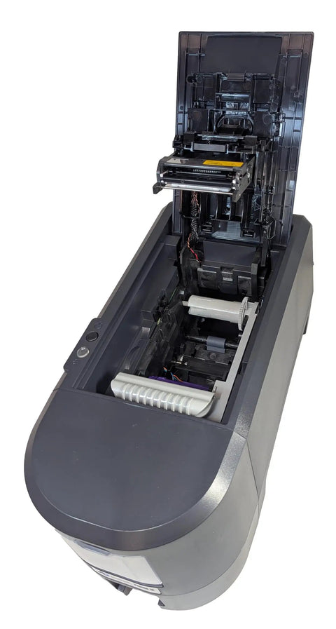 Ready To Roll Dual Sided Id Card Printer System With Hd Webcam, showing internal components and features.