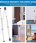 Heavy Duty Sliding Door Security Bar 23 To 47 Inch Adjustable With Anti Slip 360 Degree Base, shown in various setups