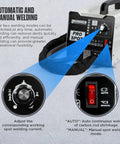 Pro Grade Dent Puller Welder Kit With 3800A Peak Output controls showing auto and manual weld modes