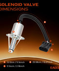 Lock parking brake solenoid with wiring harness and 2-pin connector, Kaeka branding, front view