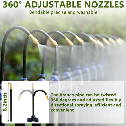 Drip Irrigation System 65.5Ft Flexible 360 Degree Bendable Nozzles With Quick Connectors For Garden Greenhouse Yard And Plants