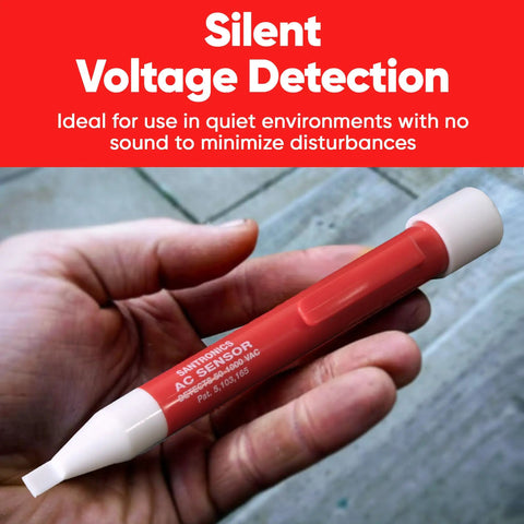 Compact Noncontact AC Voltage Detector 50 To 1000VAC CAT IV Pen Sized Electrician Tool in hand, showcasing slim design