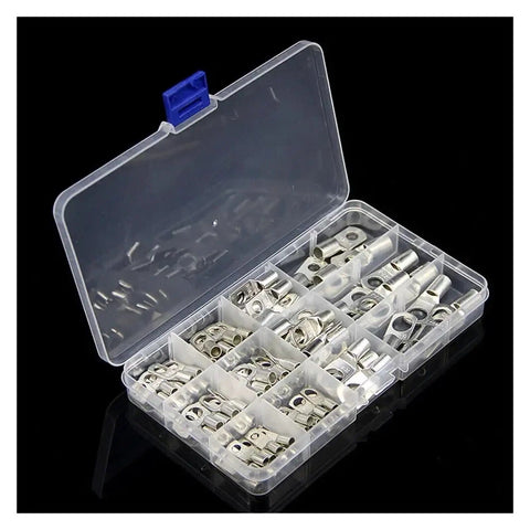 Essential 70 PCS Copper Lug Ring Wire Connectors Cable Crimp Terminal Kit For Solid Gold Plated SC6 To SC25 Electrical Wiring Projects That Are Total Gears in organizer case