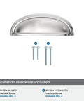 Ashby Polished Chrome Cup Pull for cabinets and furniture with included mounting screws, traditional style drawer handle.
