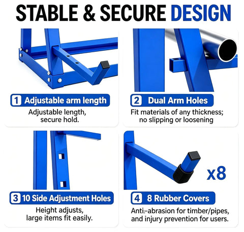 Beast Mode Cantilever Storage Rack Four Tier Steel Frame Supports Two Thousand Four Hundred Pounds For Lumber Pipes Metal Sheets And Garage Workshop Setup
