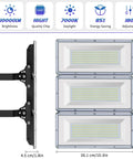Side and front view of Beefy 300W LED Flood Light Twin Pack With 30000lm Stadium Style Daylight 7000K IP67 Waterproof Security Lights