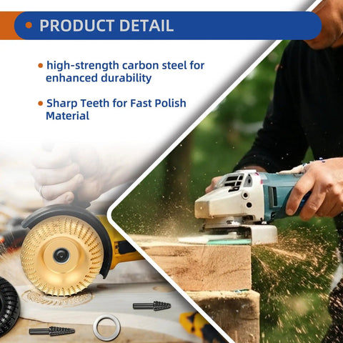 Killer 14 Piece Wood Carving Disc Set For Angle Grinder Includes 5 Carving Discs 5 Rotary Burr Files 4 Adapter Rings in use
