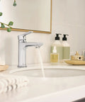 Flute Bathroom Faucet Chrome Finish No Fuss 4-Inch Installations Fits 1 Or 3 Hole Setups ADA Compliant WaterSense Certified Sleek Modern Look