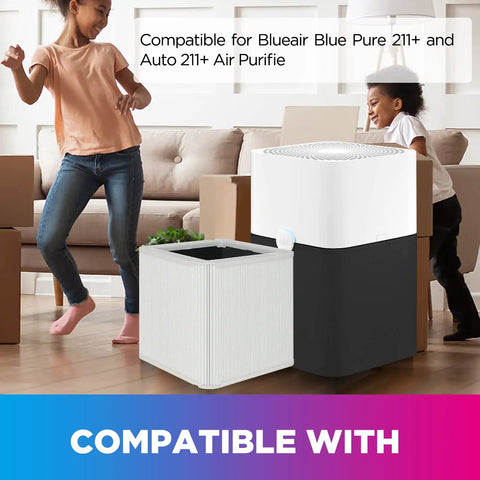 2 Pack 211+ Replacement Filter For Blue Pure 211+ Air Cleaners with children playing in living room