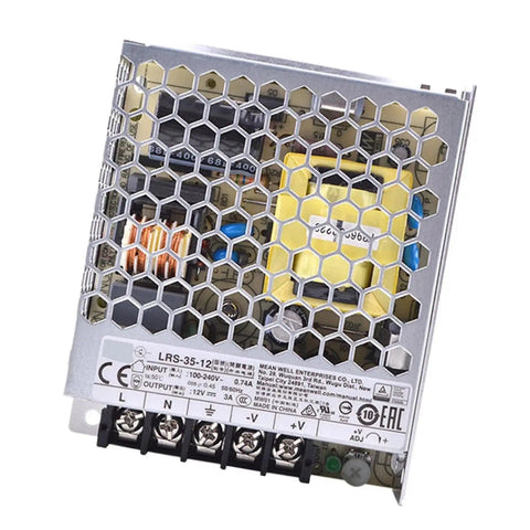 Heavy Duty AC DC Switching Power Supply Delivering A Smooth 35 Watts At 12 Volts And 3 Amps For Rock Solid Automation and household gear with no fuss setup, shown from the top.