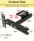 No Sweat Install Heavy Duty Headboard Brackets For Metal Bed Frame With Universal Adjustable Design showing product dimensions and mounting points.