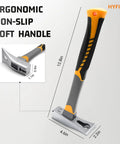 All In One Pry Bar Hammer With Nail Puller, 12.5 Inch Heavy Duty Tool with Ergonomic Non-Slip Handle