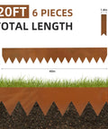 Weathering Steel Edging Kit Six Pack For Landscaping, Corten Steel Rust Patina Finish, 40 Inch Long By 6 Inch High Metal Border Edging, 20 Feet Total, with grass