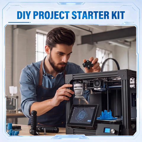 DIY Project Starter Kit featuring 7 Pack 400mm Aluminum Extrusions With V Slot Gantry Rails, Rod Plates, Wheel Modules, And Universal 90 Degree Foldable Motorcycle And Bicycle Folding Foot Pegs For DIY 3D Printer And CNC Machine Projects.
