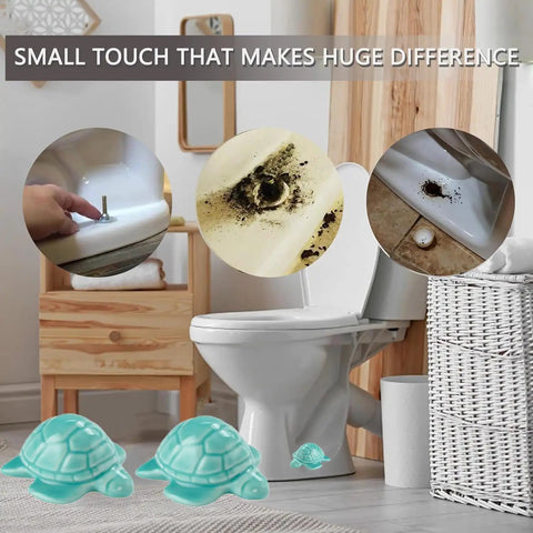 Heckin Adorable Ceramic Sea Turtle Toilet Bolt Caps Set Of 2 decorative screw covers near toilet, hiding rusty bolts and enhancing decor.