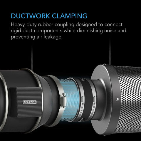 Noise Reduction 6 Inch Duct Clamp Coupler With Stainless Steel Clamps Flexible Rubber Coupling For Inline Fans And Carbon Filters