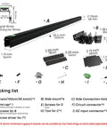 Low Profile 4 Wire Magnetic Track Lighting System Flush Mount Aluminum Rail 39.4 Inch Length With LED Head parts diagram