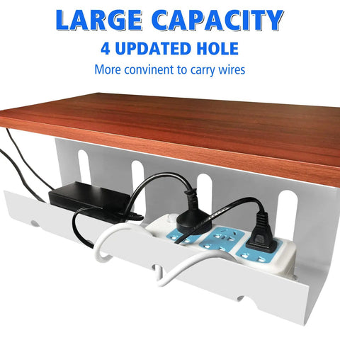 Under Desk Cable Management Tray With No Drill Install Steel Wire Organizer Rack showing large capacity with power strips