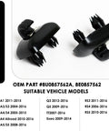 Audi Sun Visor Clip Replacement For Q5 And More ABS clips with compatible models list, shown in black