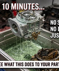 Top Notch Ultrasonic Cleaner Fluid For Carburetors And Engine Parts, cleaning carburetor in stainless tank.