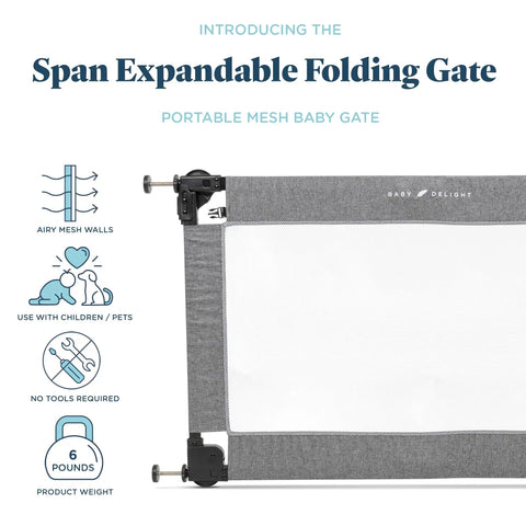 Go With Me Portable Mesh Baby Gate For Hallways And Doorways Expandable From 30 To 48 Inches Folding Safety Gate side view