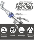 90 Degree Grease Coupler Adapter For Tight Spaces With rust resistant carbon steel construction and universal thread fitting.