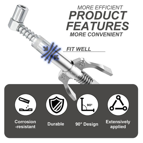 90 Degree Grease Coupler Adapter For Tight Spaces With rust resistant carbon steel construction and universal thread fitting.