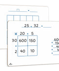 Dry Erase Ten Frame Area Model Board For Kids 9 By 12 Inch Double Sided Whiteboard showing math problems with area model and ten frames