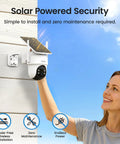 Outdoor Wireless Security Camera Kit, 4 Camera System, No Monthly Fees, Solar Powered, mounted, 360 Degree Pan And Tilt