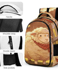 Farmhouse Lamb Print Backpack For Everyday Carry, unisex large capacity daypack, featuring durable polyester, handle, straps, zipper