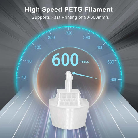 High speed 3D printing with Crystal Clear PETG Filament 1.75mm 1kg for lampshades, DIY projects, and home decor up to 600mm/s