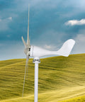 Rugged 1200W Wind Turbine Kit With Low Start Wind Speed Of 2.5 Meters Per Second, Five Blade Design, mounted on a pole in a field