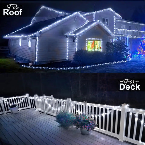 403Ft 1000 LED Outdoor Christmas Lights With 8 Modes And Timer Waterproof Green Wire Fairy String Lights for roof and deck