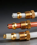 Pro Grade Three Piece Brass Oil Pipe Fitting Set For Machine Tools With Double Tapered Ferrule Bushings Kit in use with tubing