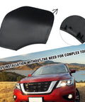 Front Tow Hook Eye Cover Replacement for Nissan Pathfinder 2017 2018 2019 2020 displayed above a red Pathfinder