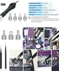 2 In 1 750W LED Digital Soldering Station With Hot Air Rework Gun and attachments for phone PCB IC SMD BGA welding