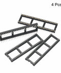 4 Pack Round Pin DIP IC Socket Adapter 48P Two Point Five Four Millimeter Pitch For PCB Boards Black Plastic Metal Construction