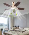 ALSKXaxna Ceiling Fan with Lights and Timer 5 Blades Modern Chandelier 45W in a stylish bedroom setting.