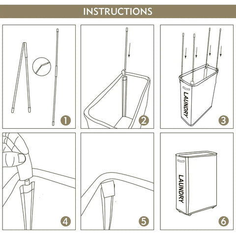 Assembly instructions for Big Ol Extra Large 27 Inch Slim Rolling Laundry Basket On Wheels With Removable Bag and Foldable Hamper.