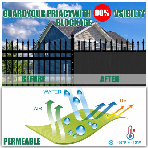 4 Ft By 10 Ft Black Weather Resistant Privacy Fence Screen And Gate Kit With Heavy Duty Anti Sag Corner Brackets For Outdoor Walls Gardens Yards Patios And More