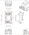 Diagram of 5 Watt DIN Rail Power Transformer Module With 115VAC Input And 24VAC Output, 208mA Full Load, Beefy Taiwan DINKLE Carrier