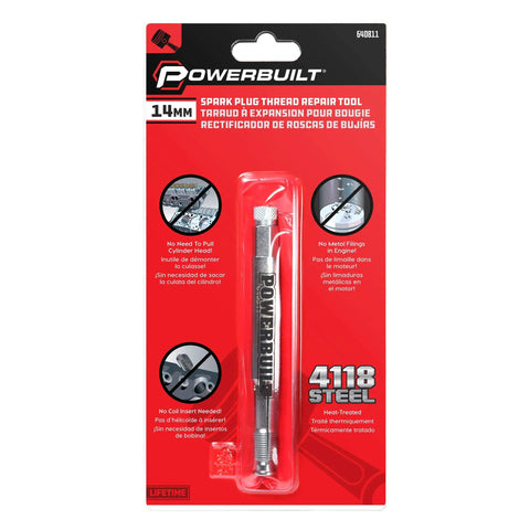 Back Tap Spark Plug Thread Repair Tool For 14mm Spark Plugs, Collapsible Design With Debris Removal, Package Front View