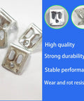 Extra Heavy Duty 50 Pack Thick Couch Spring Clips For Sofa And Chair Rust Resistant Steel clips shown up close, ideal for upholstery.